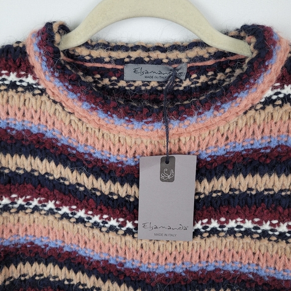 NWT Anthropologie Elsamanda Striped Chunky Knit Alpaca Wool Sweater Size S - Picture 3 of 10